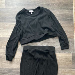 Black knit Maternity cropped sweater and skirt set Isabel Maternity Size M